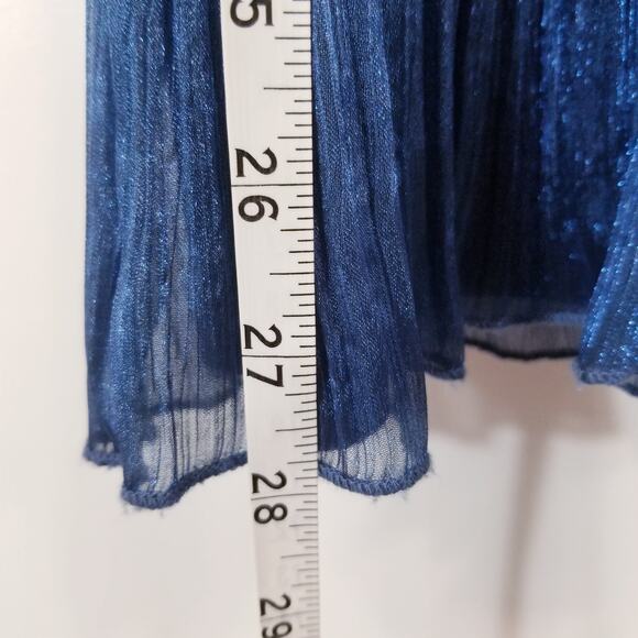 Tarik Ediz  Strapless Tiered Peplum Blue Shiny Mini Dress - Picture 8 of 12